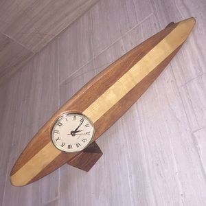 Vintage Wood Surfboard Surfing Surf Desktop Clock Hawaii Hawaiian Yin Yang